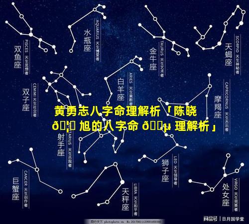 黄勇志八字命理解析「陈晓 🦋 旭的八字命 🐵 理解析」